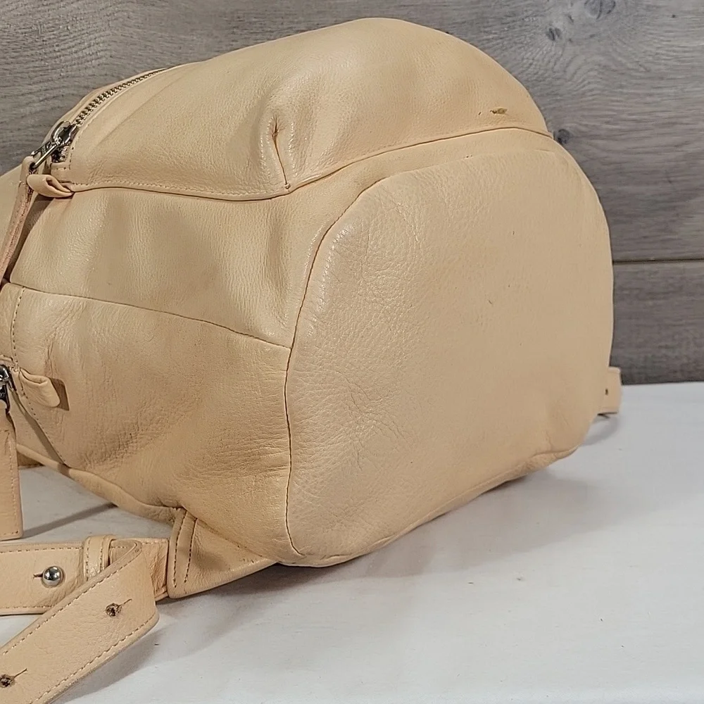 BAGGU Beige Leather Backpack Shoulder Bag Tote Handbag Purse